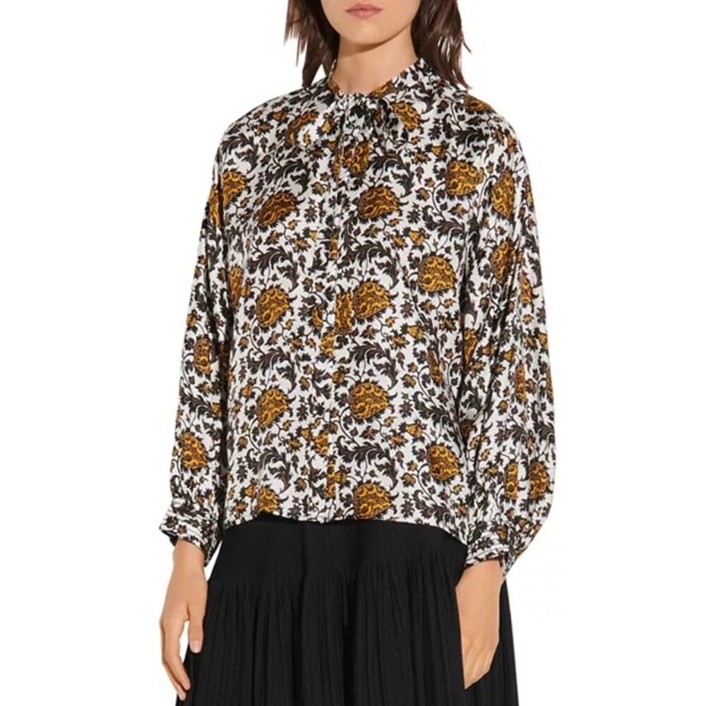Sandro Dams Printed Silk Blouse Size 1/ Small NWT